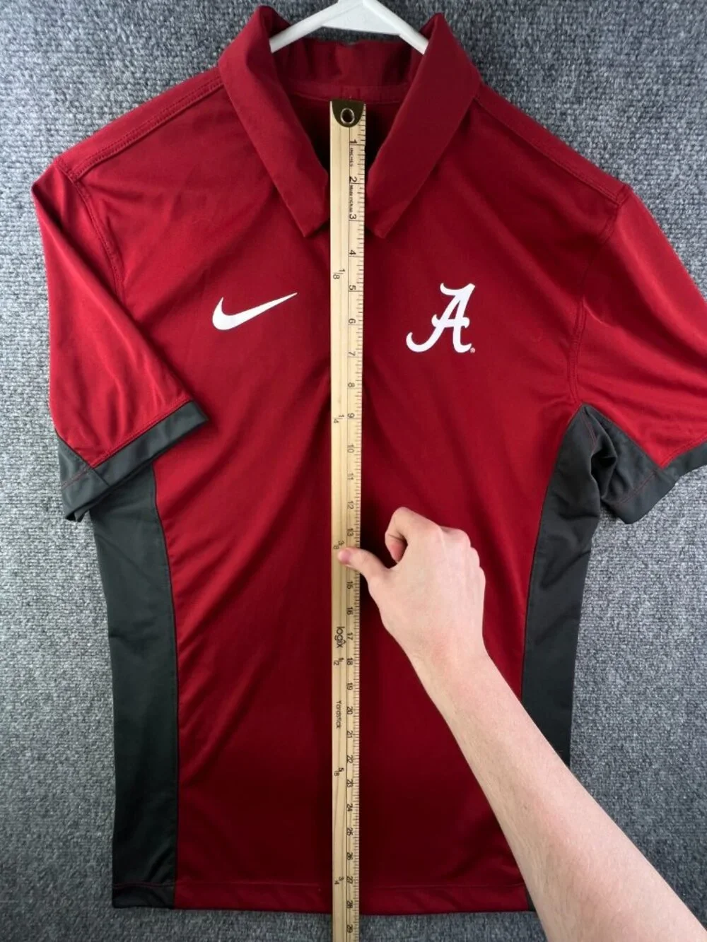 Nike Small Alabama Crimson Tide Polo Dri-fit Short Sleeve Red Gray Short Sleeve